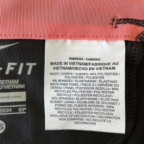 NIKE RUNNING leggings size XS black orange dri-fit cropped - Picture 5 of 6